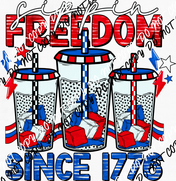 Sippin Freedom Drinks DTF Transfer - We Print U Press DTF Transfers