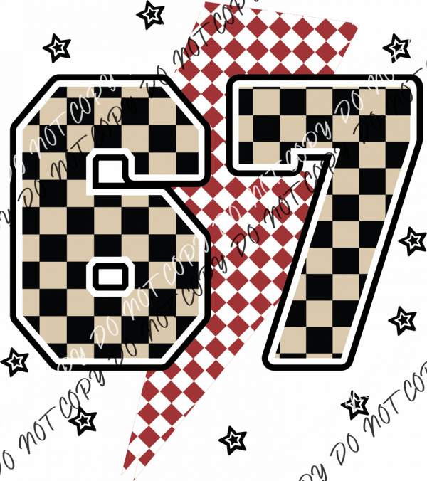 Six Seven Checkered Lightning RTP DTF Transfers