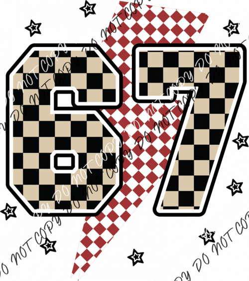 Six Seven Checkered Lightning RTP DTF Transfers