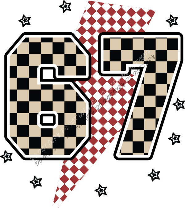 Six Seven Checkered Lightning RTP DTF Transfers