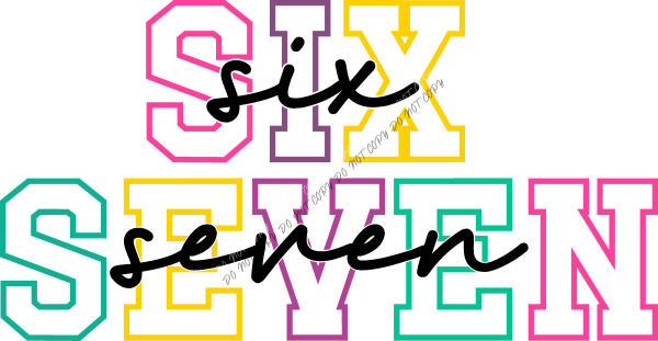 Six Seven Neon Varsity DTF Transfer RTP DTF Transfers