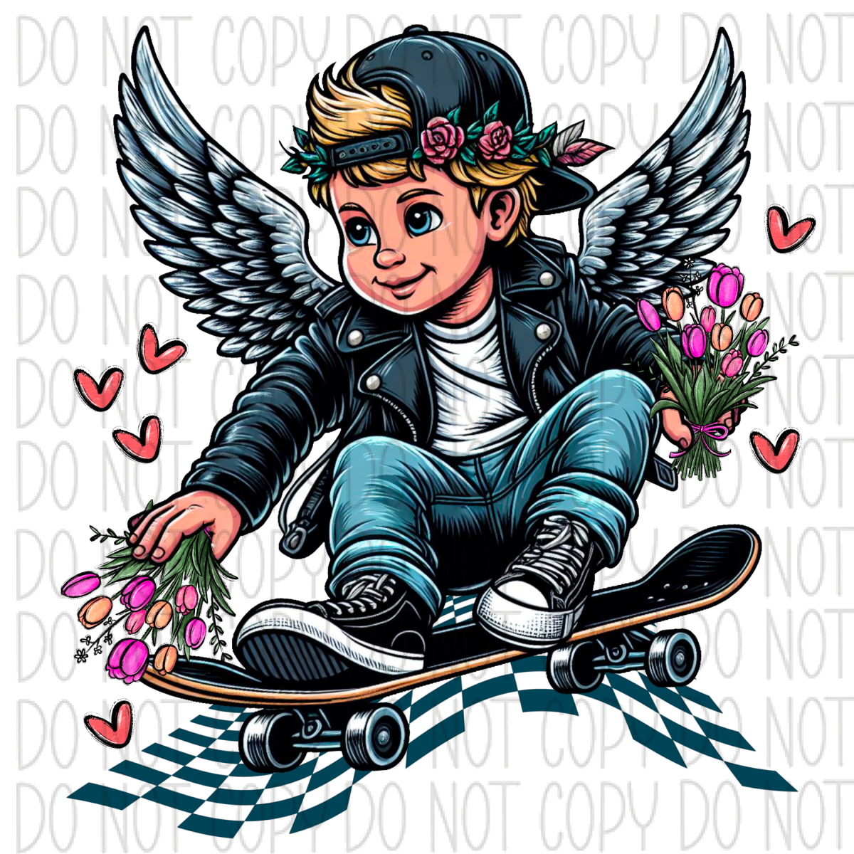 Skateboard Angel Boy Dtf Transfer Rtp Transfers