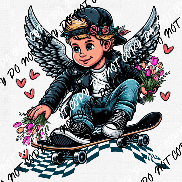 Skateboard Angel Boy DTF Transfer - We Print U Press DTF Transfers