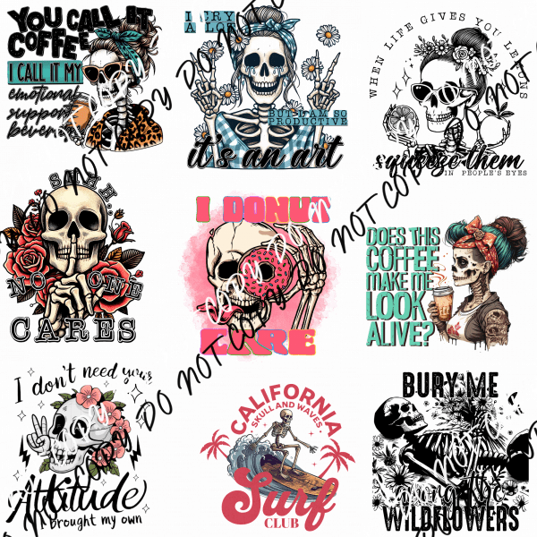 SKELETON MINI UV TRANSFER BUNDLE - We Print U Press DTF Transfers