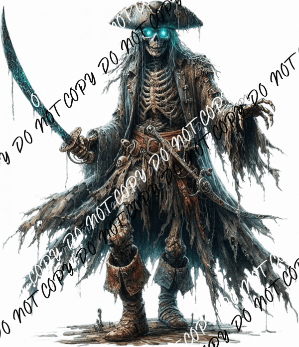 Skeleton Pirate Captain DTF Transfer - We Print U Press DTF Transfers