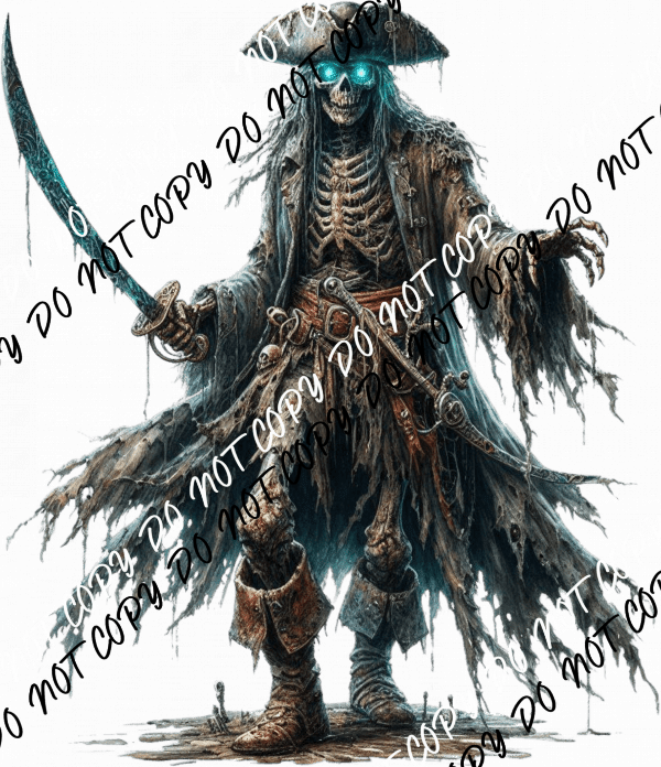 Skeleton Pirate Captain DTF Transfer - We Print U Press DTF Transfers