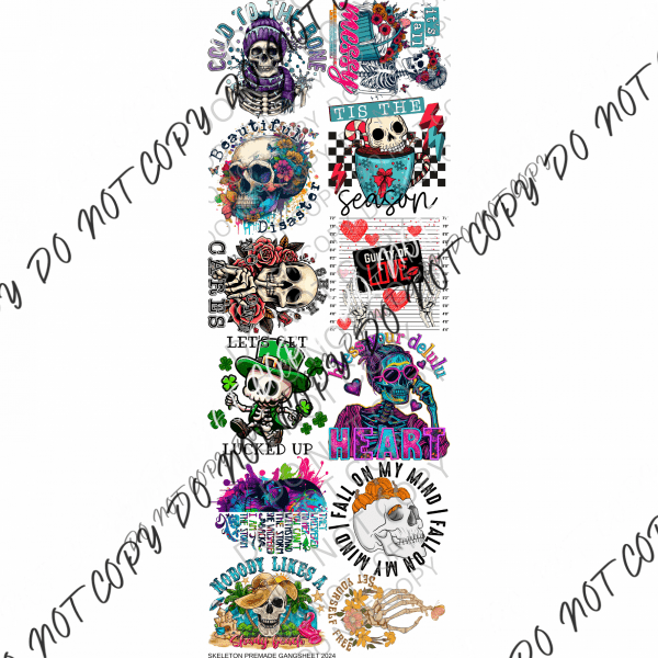 Skeleton Premade Bundle Gang Sheet - We Print U Press DTF Transfers
