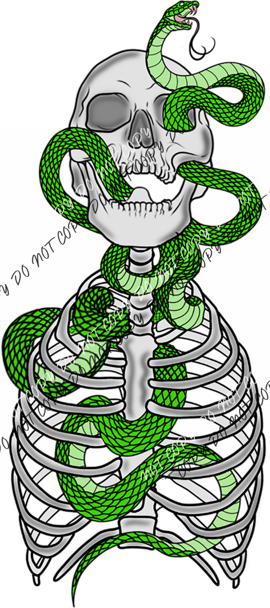 Skeleton With Green Snake Dtf Transfer Rtp Transfers