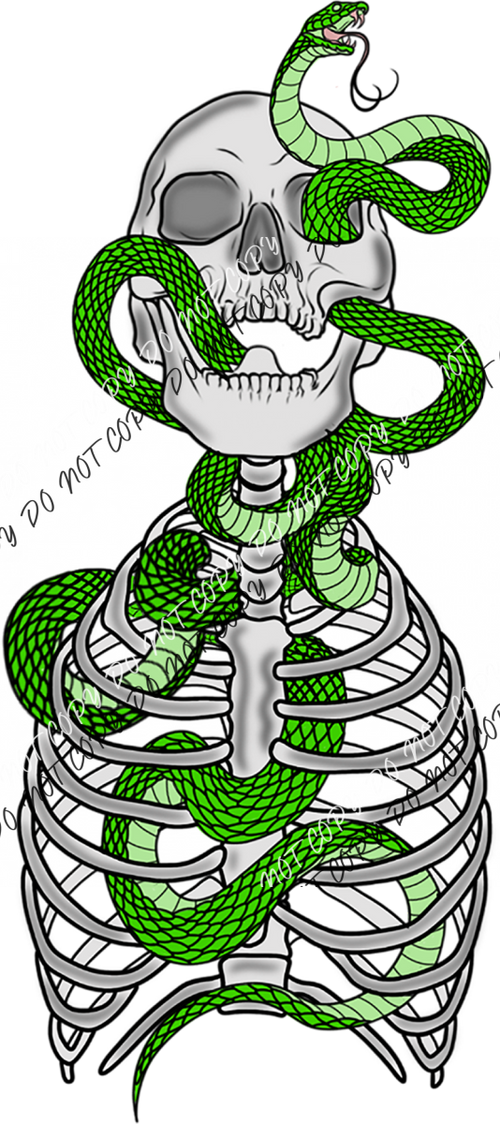 Skeleton With Green Snake Dtf Transfer Rtp Transfers