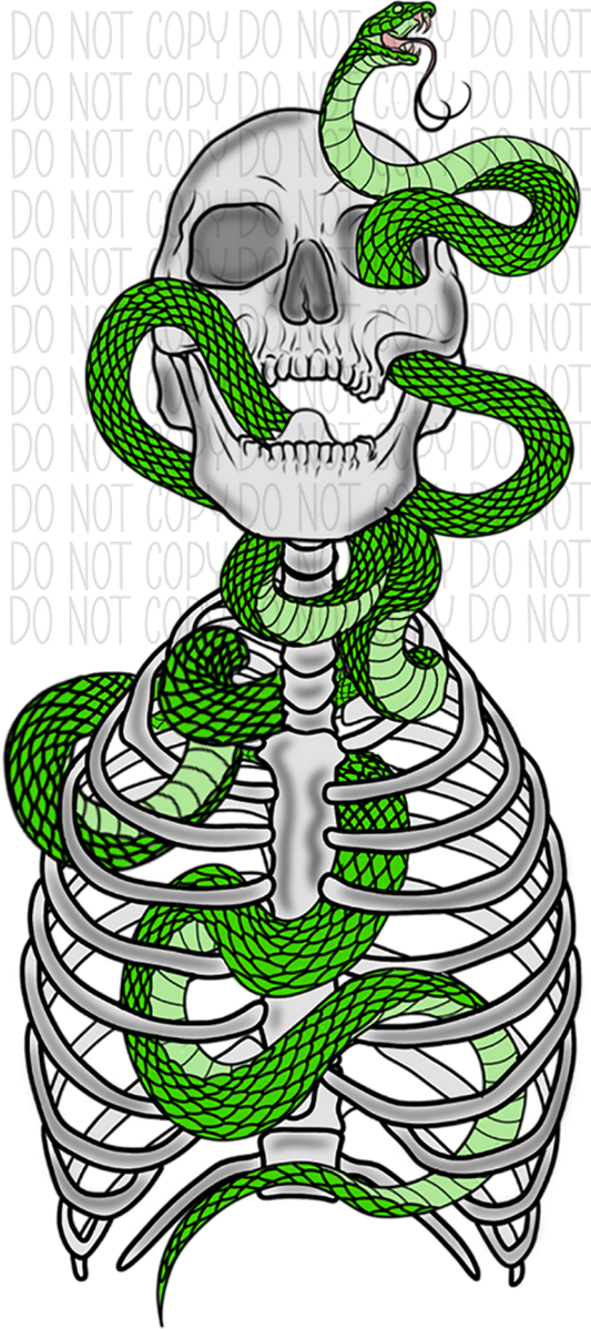 Skeleton With Green Snake Dtf Transfer Rtp Transfers