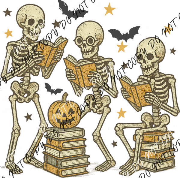 Skeletons Reading Books DTF Transfer RTP DTF Transfers