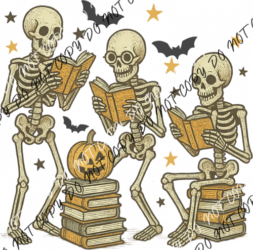 Skeletons Reading Books DTF Transfer RTP DTF Transfers