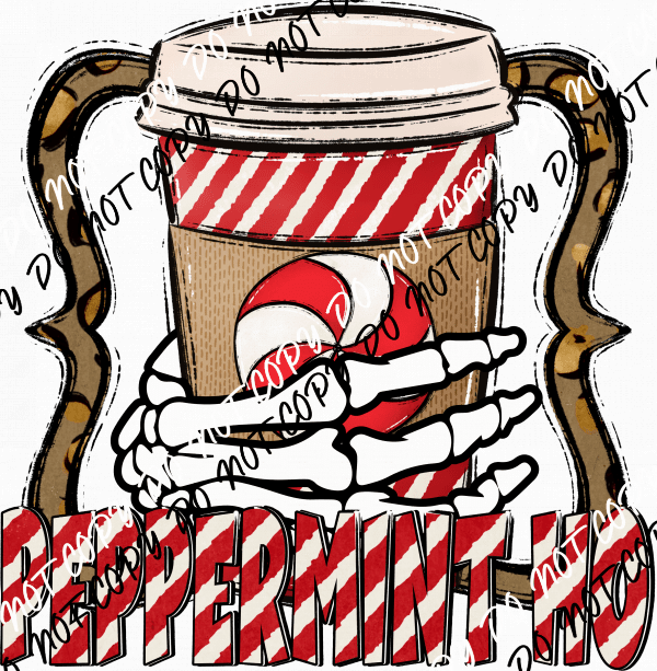 Skelly Peppermint Ho Coffee Christmas DTF Transfer - We Print U Press DTF Transfers