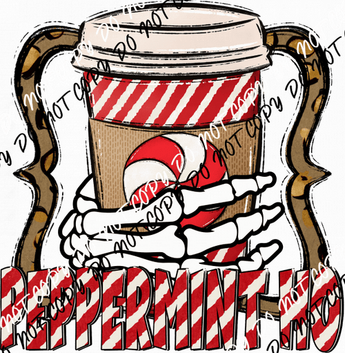 Skelly Peppermint Ho Coffee Christmas DTF Transfer - We Print U Press DTF Transfers