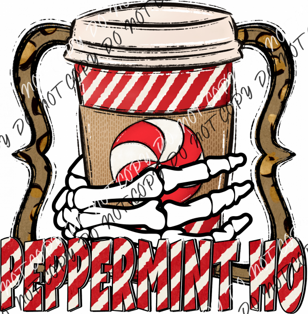 Skelly Peppermint Ho Coffee Christmas Dtf Transfer