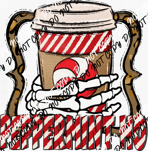 Skelly Peppermint Ho Coffee Christmas DTF Transfer - We Print U Press DTF Transfers
