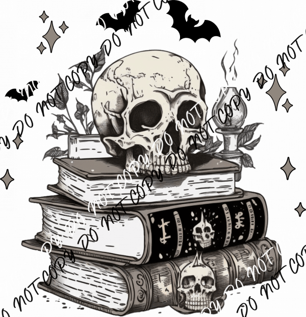 Skull and Spellbooks DTF Transfer - We Print U Press DTF Transfers