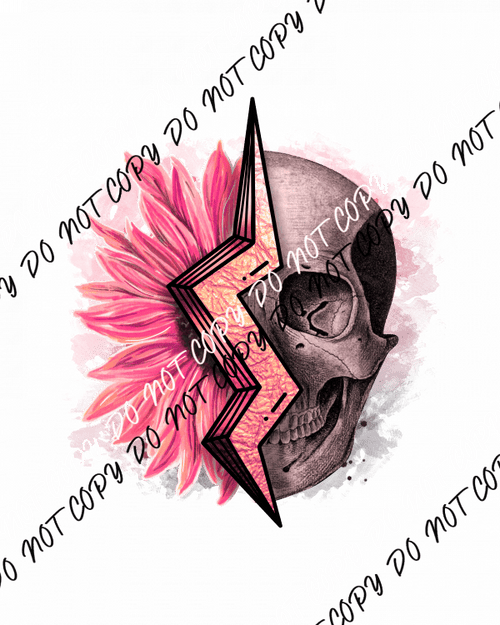 Skull Flower Pink DTF Transfer - We Print U Press DTF Transfers