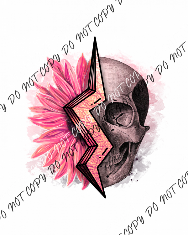 Skull Flower Pink Dtf Transfer