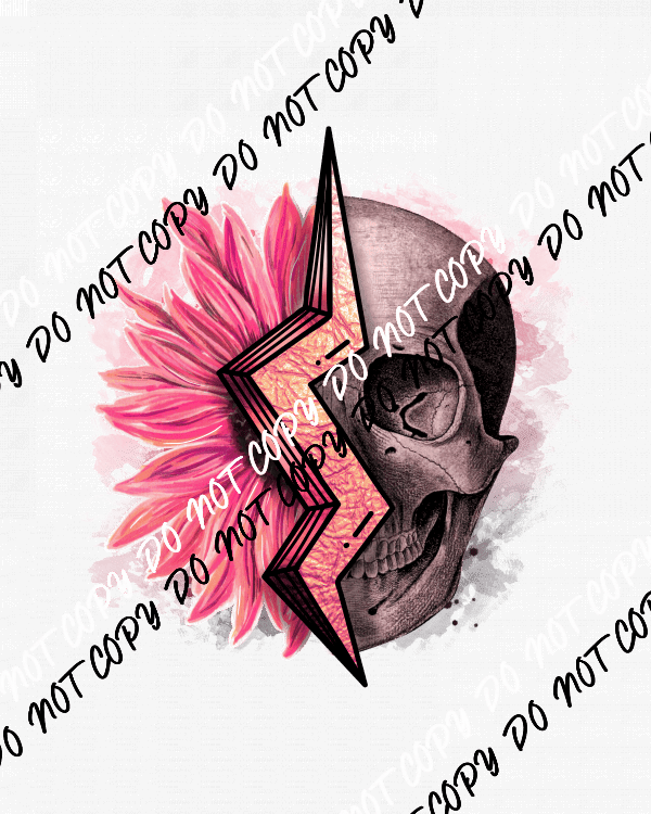Skull Flower Pink DTF Transfer - We Print U Press DTF Transfers