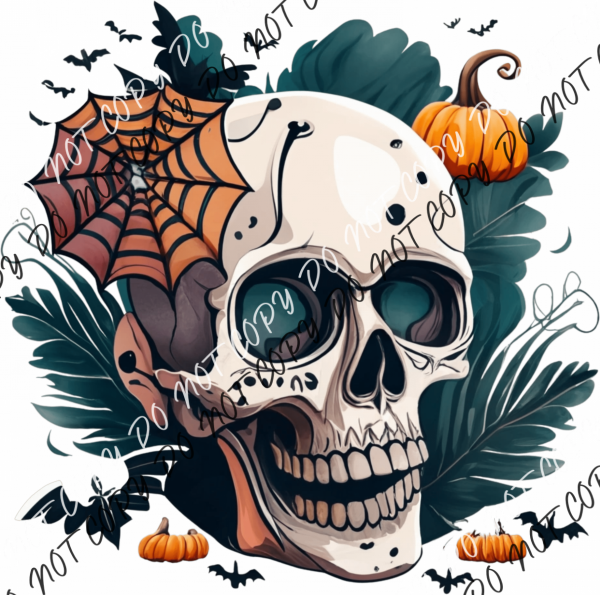 Skull With Foliage Fall Dtf Transfer Rtp Transfers