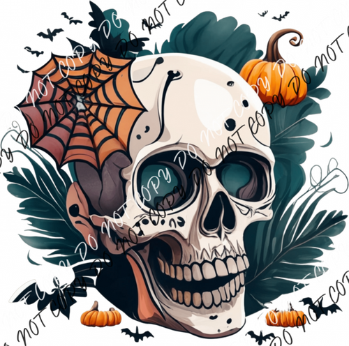 Skull With Foliage Fall Dtf Transfer Rtp Transfers