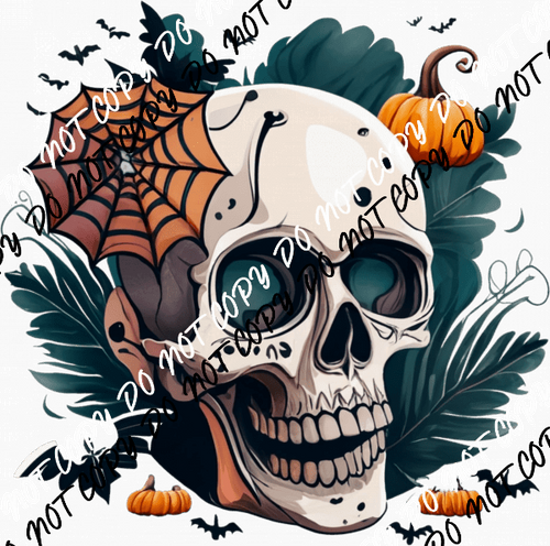 Skull with Foliage Fall DTF Transfer - We Print U Press DTF Transfers