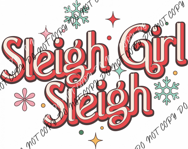 Sleigh Girl With Snowflakes Dtf Transfer Rtp Transfers