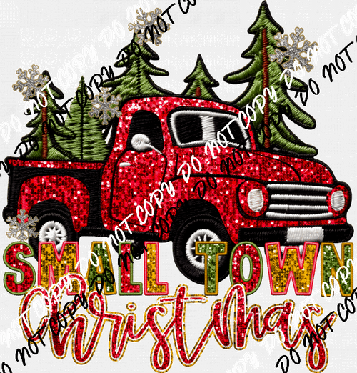 Small Town Truck faux sequin and embroidery DTF Transfer - We Print U Press DTF Transfers