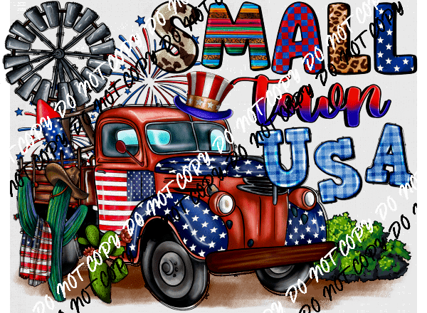 Small Town USA Americana Truck DTF Transfer - We Print U Press DTF Transfers
