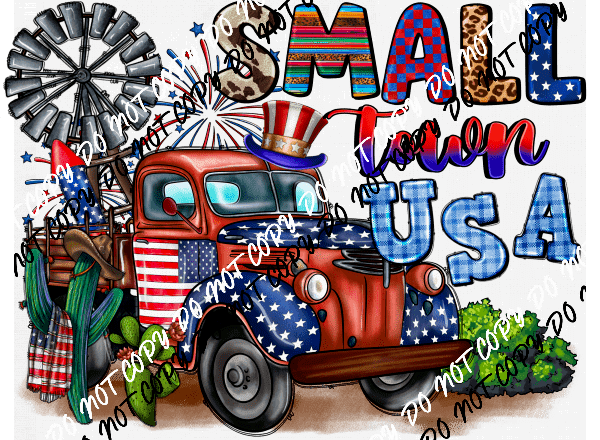 Small Town USA Americana Truck DTF Transfer - We Print U Press DTF Transfers