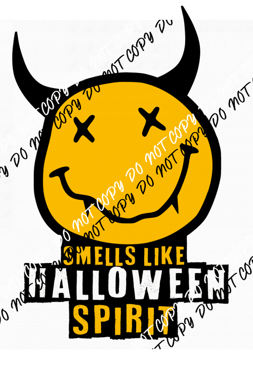 Smells Like Halloween Spirit Yellow DTF Transfer - We Print U Press DTF Transfers