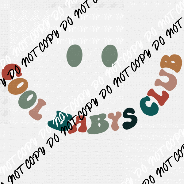 Smiley Face Cool Baby Club DTF Transfer - We Print U Press DTF Transfers