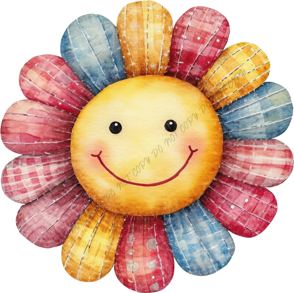 Smiley Patchwork Flower DTF Transfer - RTP DTF Transfer