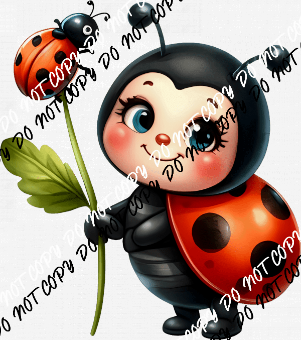 Smiling Ladybug DTF Transfer - We Print U Press DTF Transfers