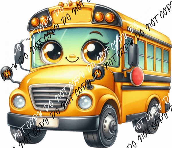 Smiling School Bus DTF Transfer - We Print U Press DTF Transfers