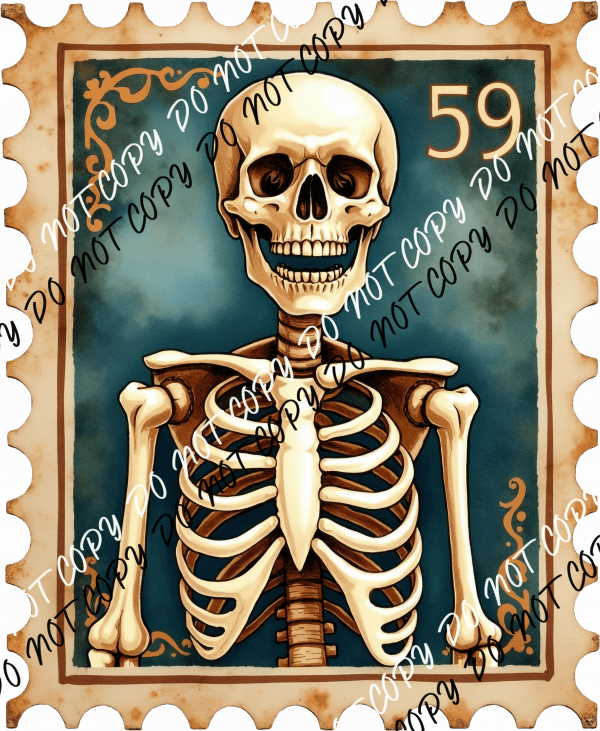 Smiling Skeleton Stamp DTF Transfer - We Print U Press DTF Transfers