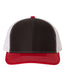 Snapback Trucker Cap - Black/ White/ Red - We Print U Press DTF Transfers