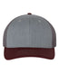 Snapback Trucker Cap - Heather Grey/ Charcoal/ Maroon - We Print U Press DTF Transfers