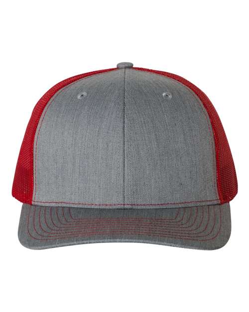 Snapback Trucker Cap - Heather Grey/ Red - We Print U Press DTF Transfers