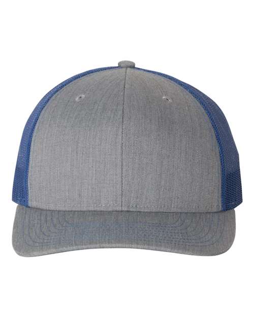 Snapback Trucker Cap - Heather Grey/ Royal - We Print U Press DTF Transfers