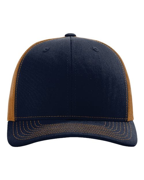 Snapback Trucker Cap - Navy/ Carmel - We Print U Press DTF Transfers