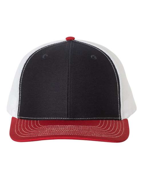 Snapback Trucker Cap - Navy/ White/ Red - We Print U Press DTF Transfers