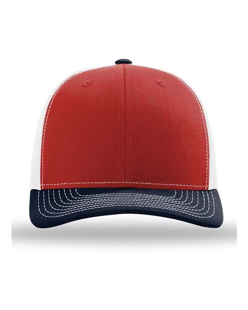 Snapback Trucker Cap - Red/ White/ Navy - We Print U Press DTF Transfers