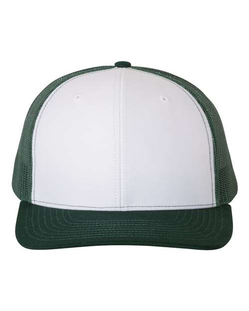 Snapback Trucker Cap - White/ Dark Green - We Print U Press DTF Transfers