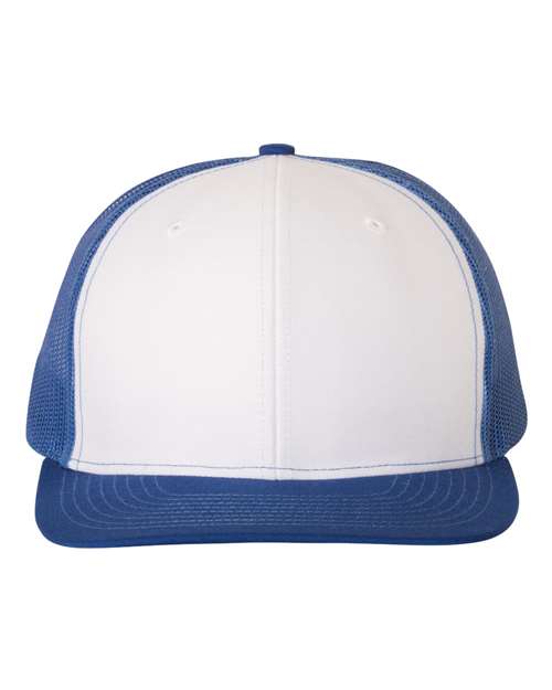 Snapback Trucker Cap - White/ Royal - We Print U Press DTF Transfers