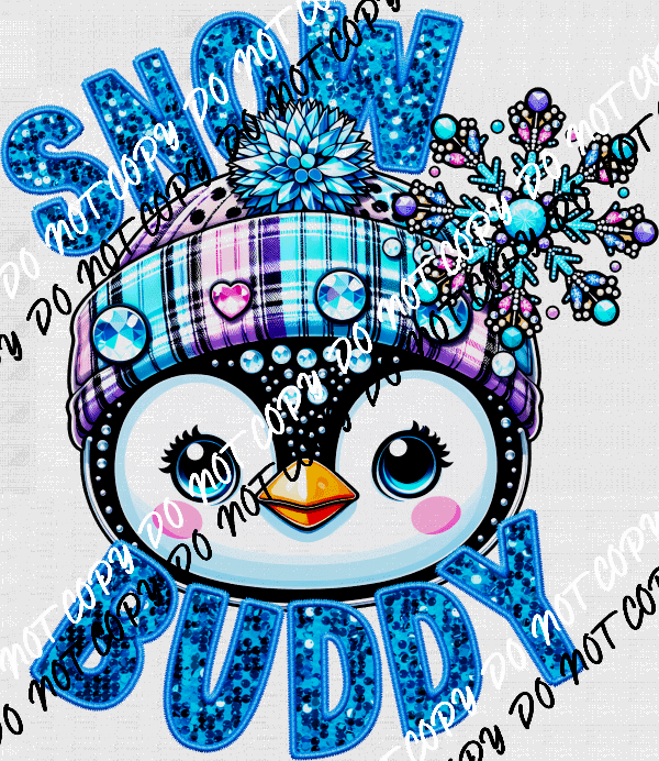 Snow Buddy - Sparkling Penguin DTF Transfer - We Print U Press DTF Transfers