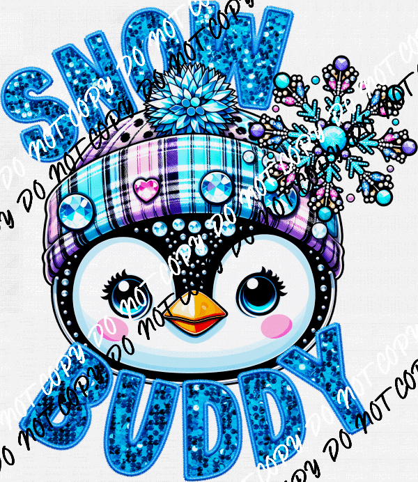 Snow Buddy - Sparkling Penguin DTF Transfer - We Print U Press DTF Transfers