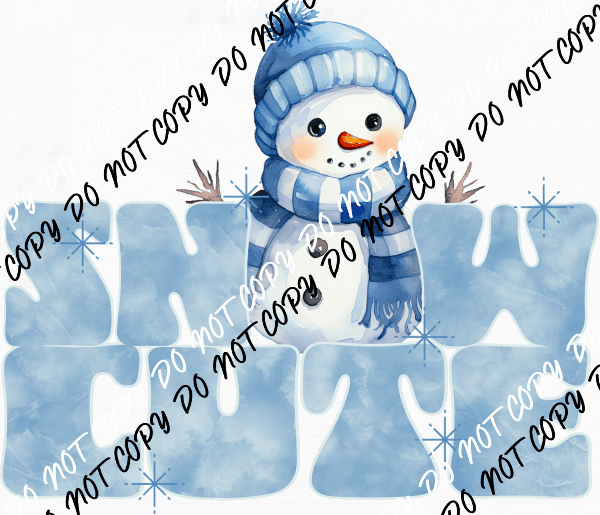 Snow Cute Snowman Blue DTF Transfer - We Print U Press DTF Transfers