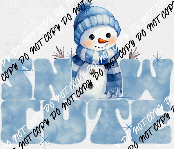 Snow Cute Snowman Blue DTF Transfer - We Print U Press DTF Transfers